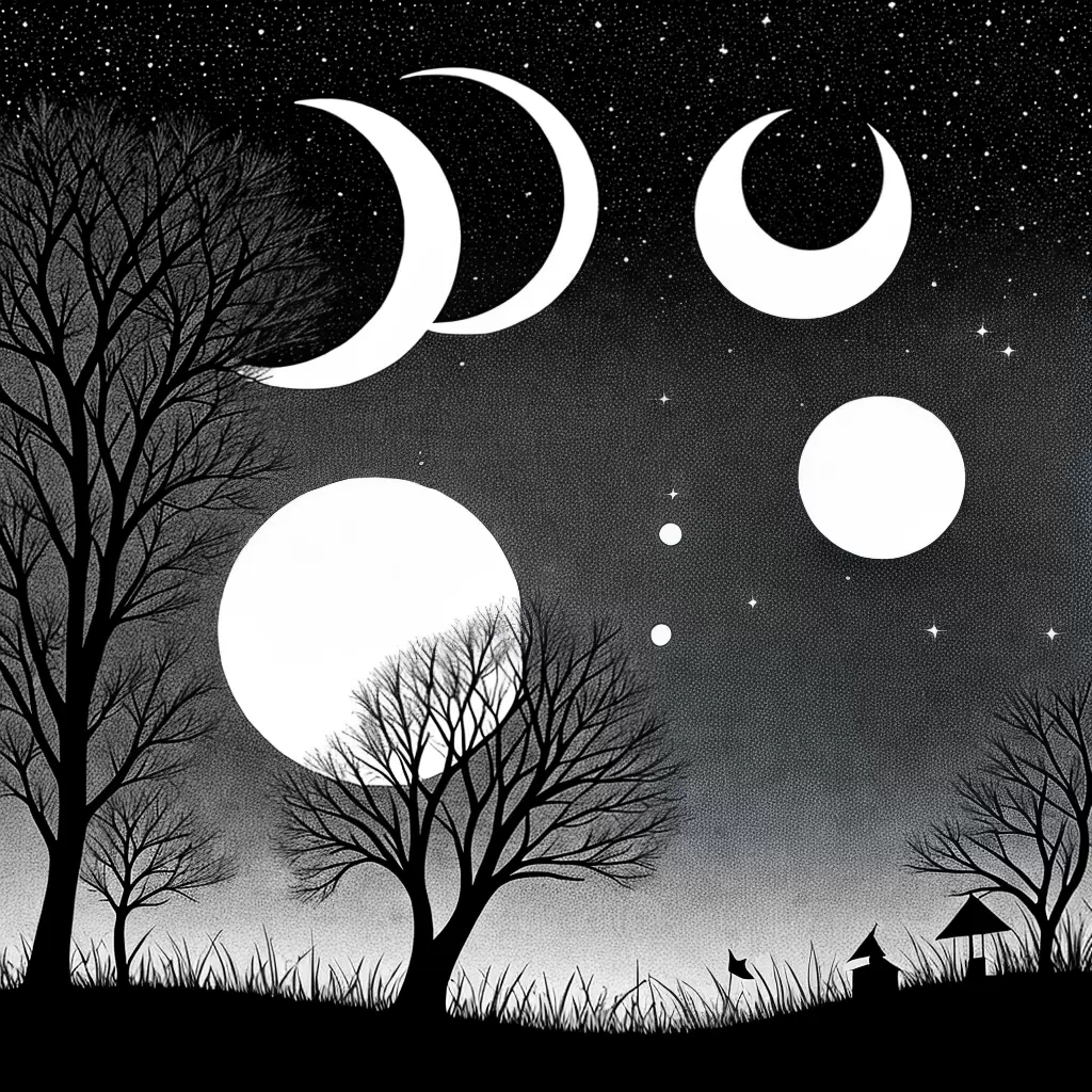 Fotos lua serena desenho estrelas flores