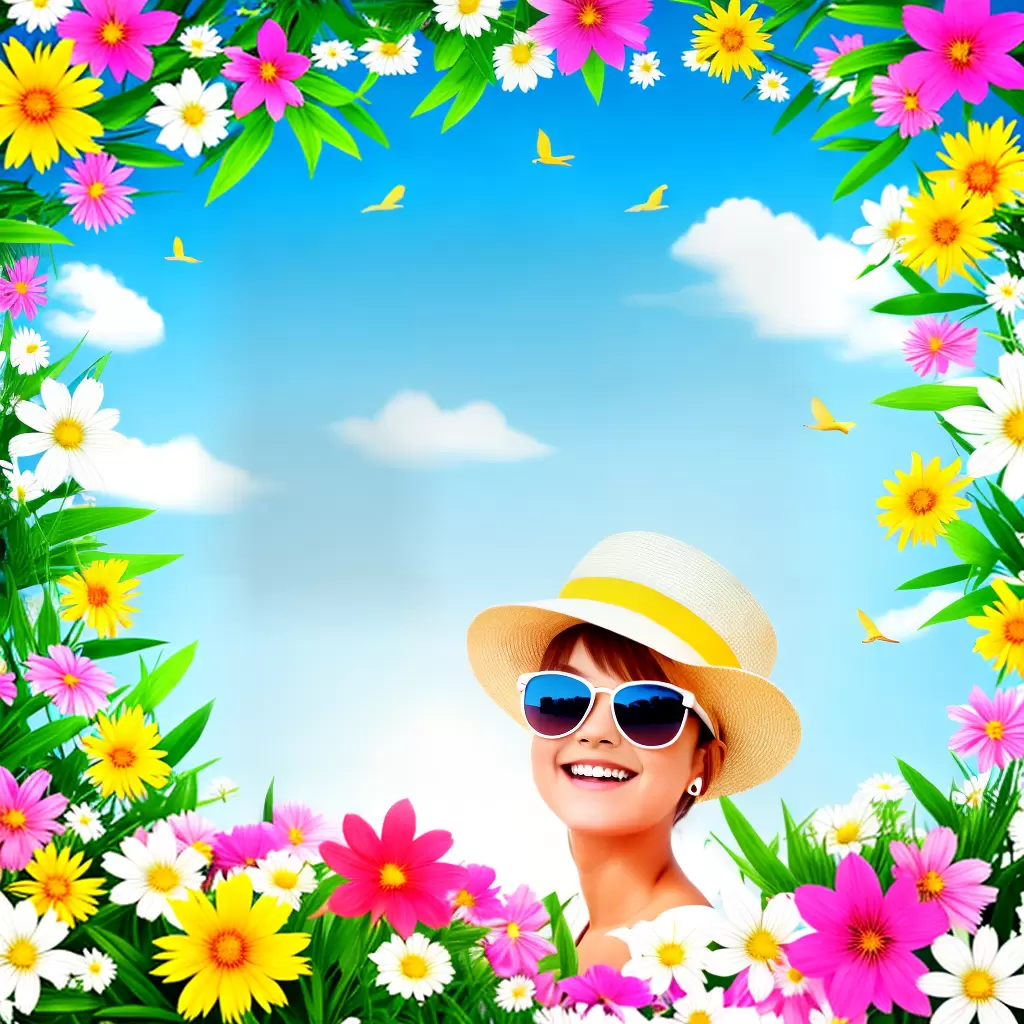 Fotos sol sorridente oculos chapeu flores paissagem