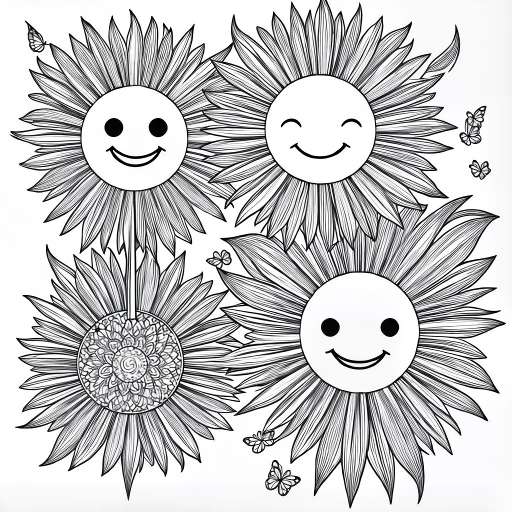 Fotos sol sorridente flores borboletas 1