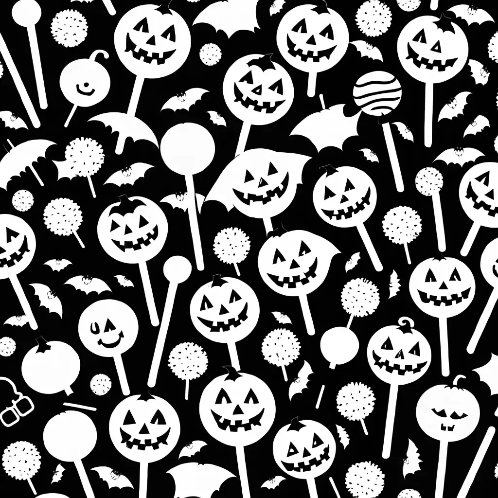 Fotos papel pirulitos halloween contorno preto branco