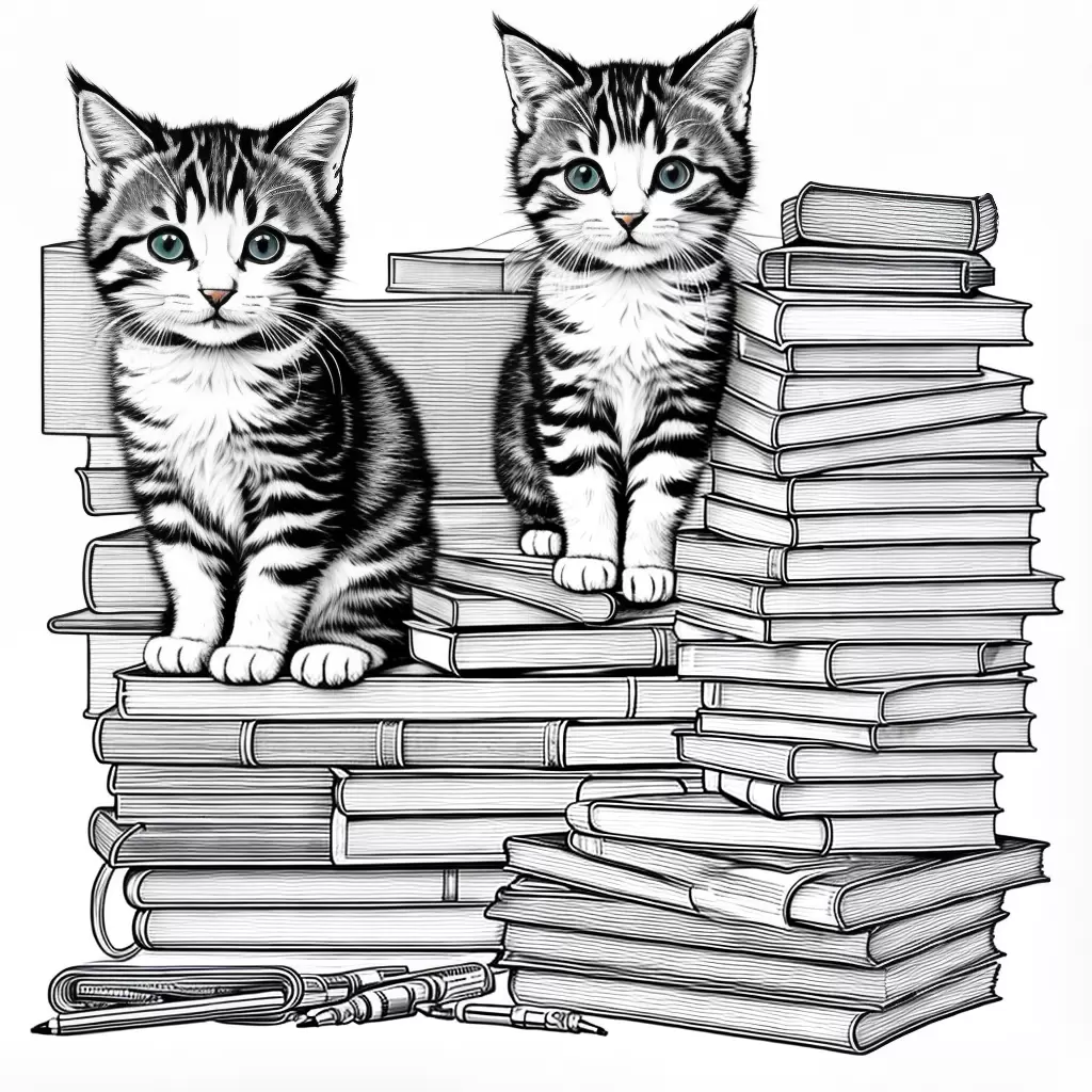 Fotos gatinho estudioso livros escola