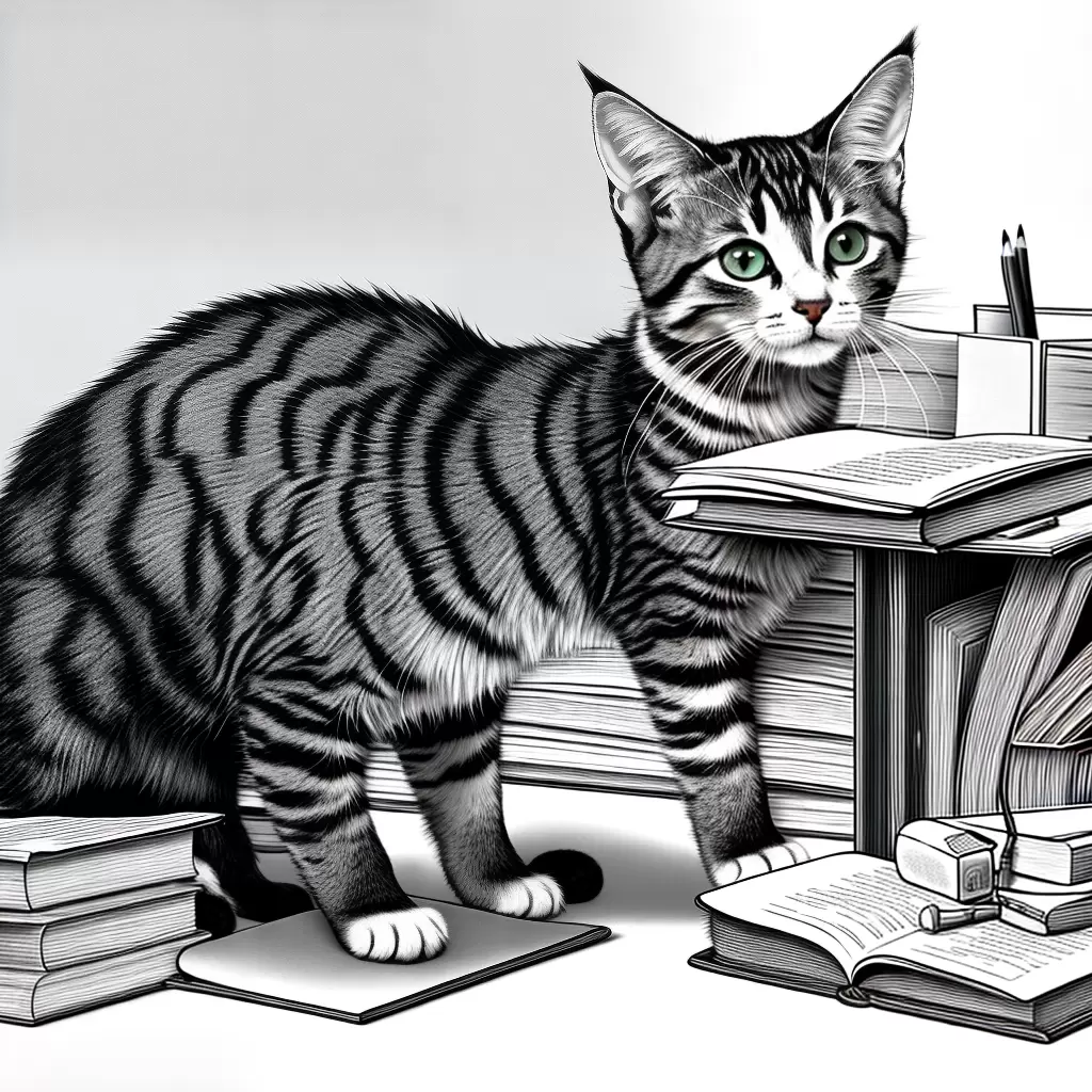 Fotos gatinho estudioso livros lapis