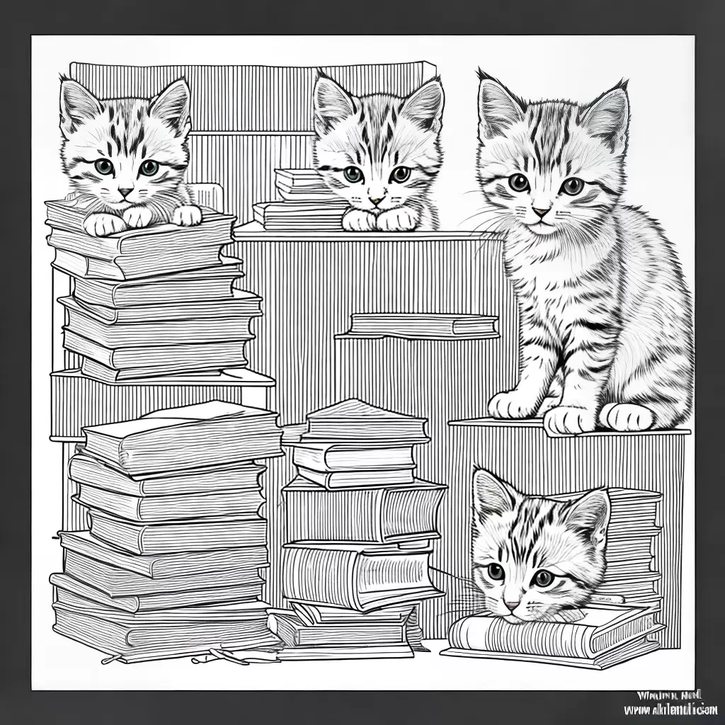 Fotos gatinhos estudantes desenho colorido