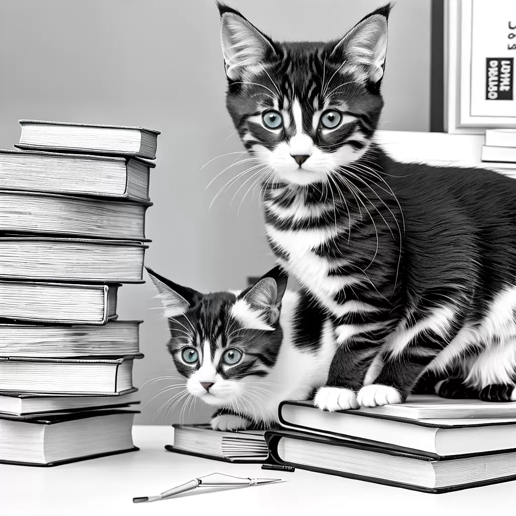 Fotos gatinho estudioso livros escola 1