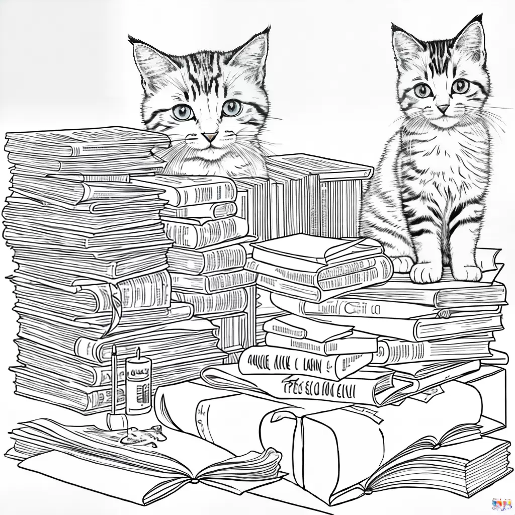 Fotos gatinhos estudantes colorir infantil