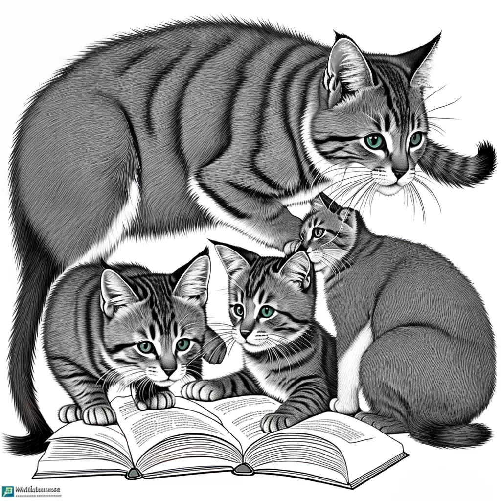 Fotos ilustracoes gatinhos estudando criancas