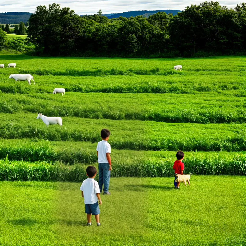 Fotos menino campo verde vegetais animais