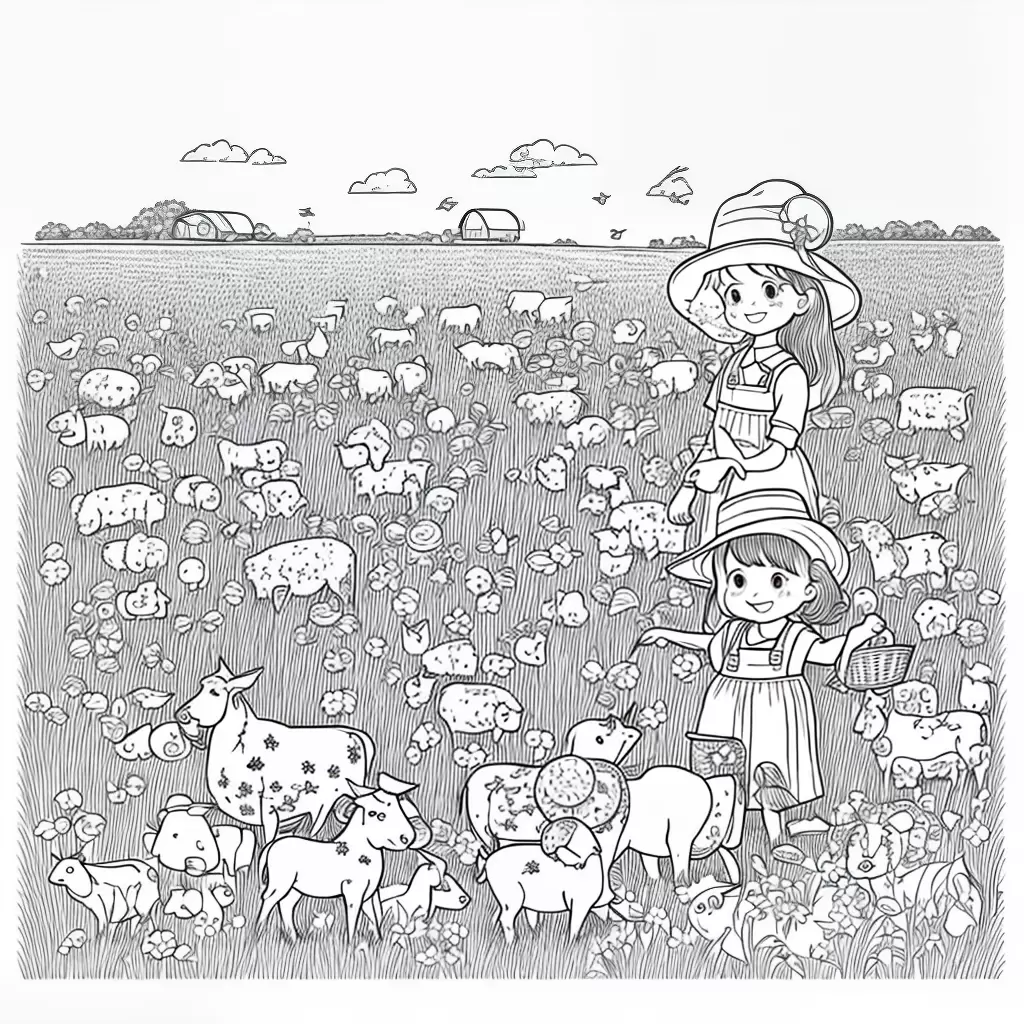 Fotos menina chapeu palha animais fazenda legumes