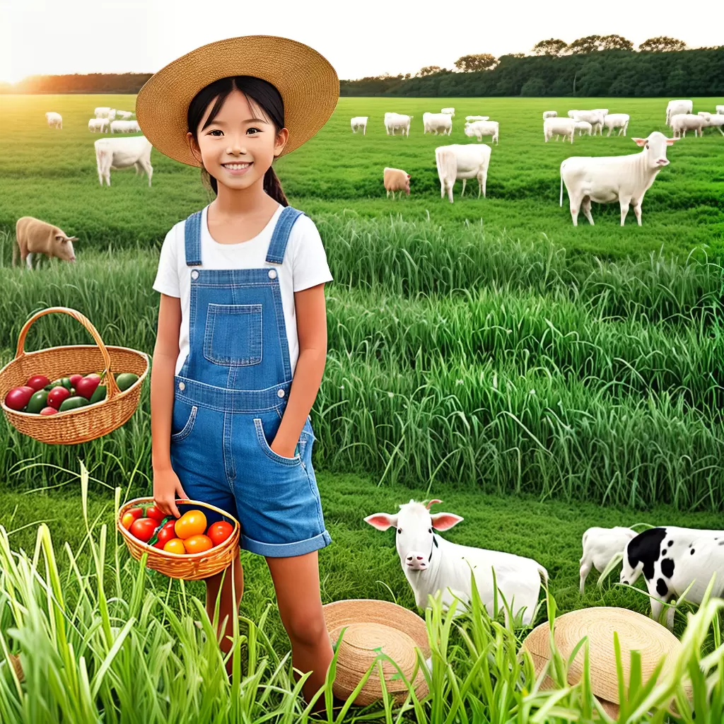Fotos menina chapeu palha animais fazenda por do sol