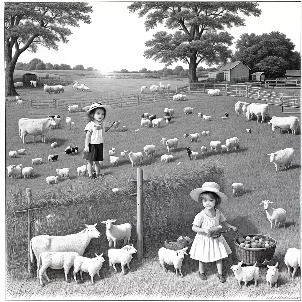 Fotos menina chapeu palha cerca animais fazenda por do sol
