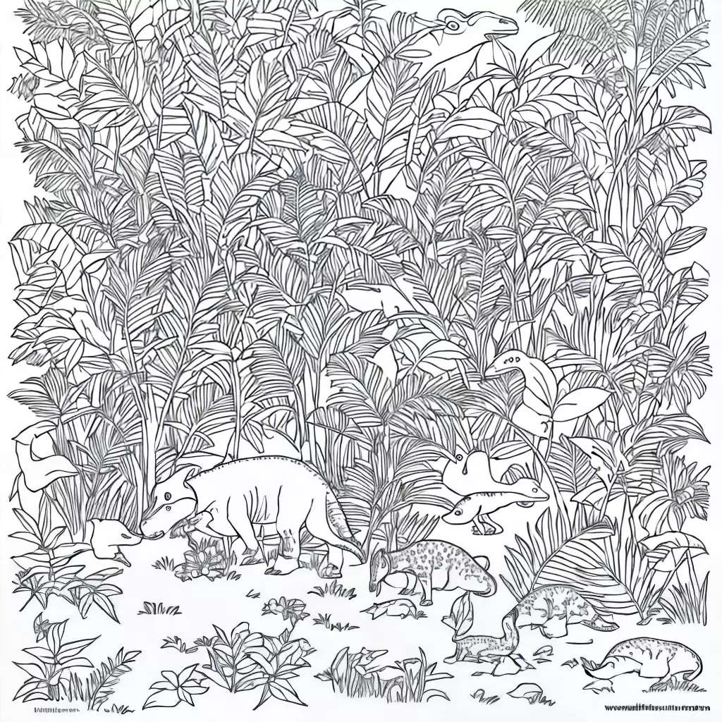 Fotos dinossauros floresta colorida colorir