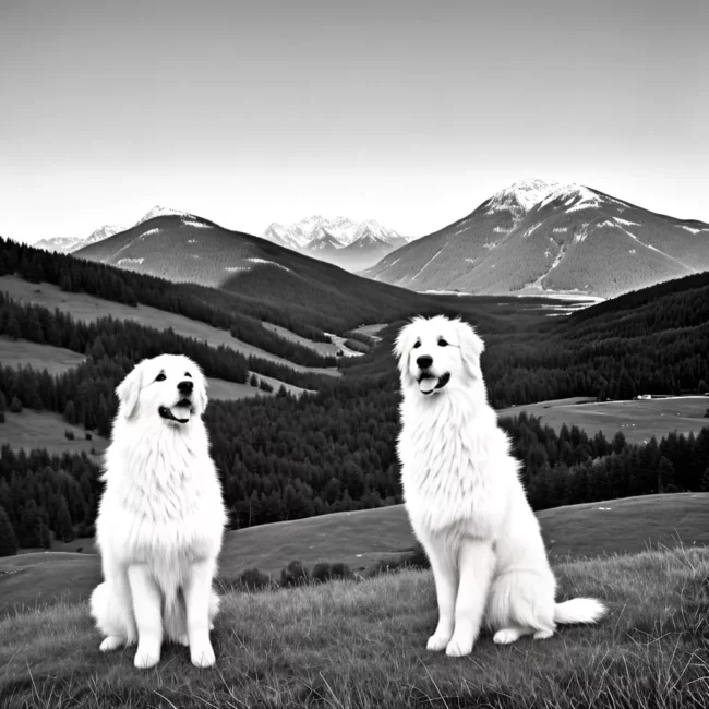 Fotos cao pirineus montanha peludo