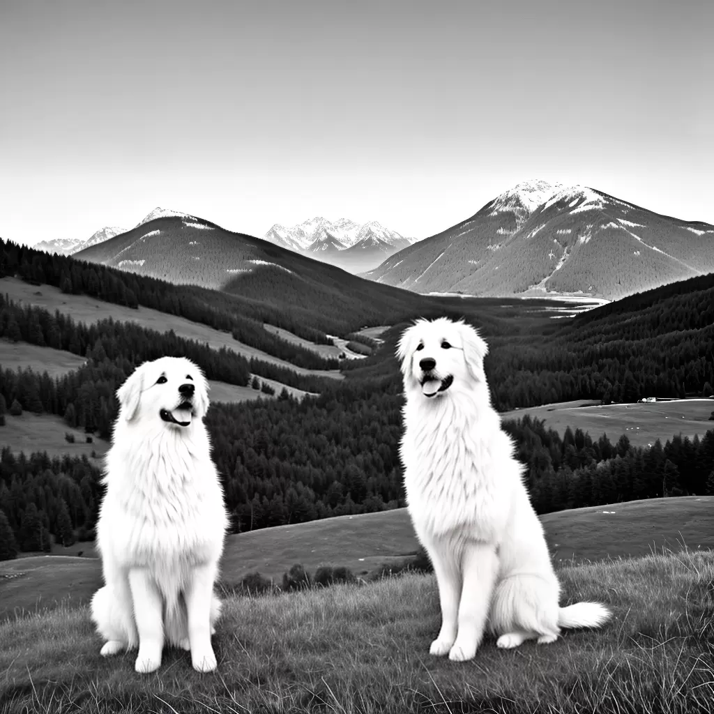 Fotos cao pirineus montanha peludo