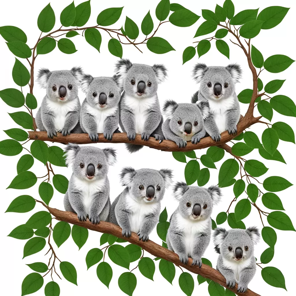 Fotos koalas fofinhos arvore flores