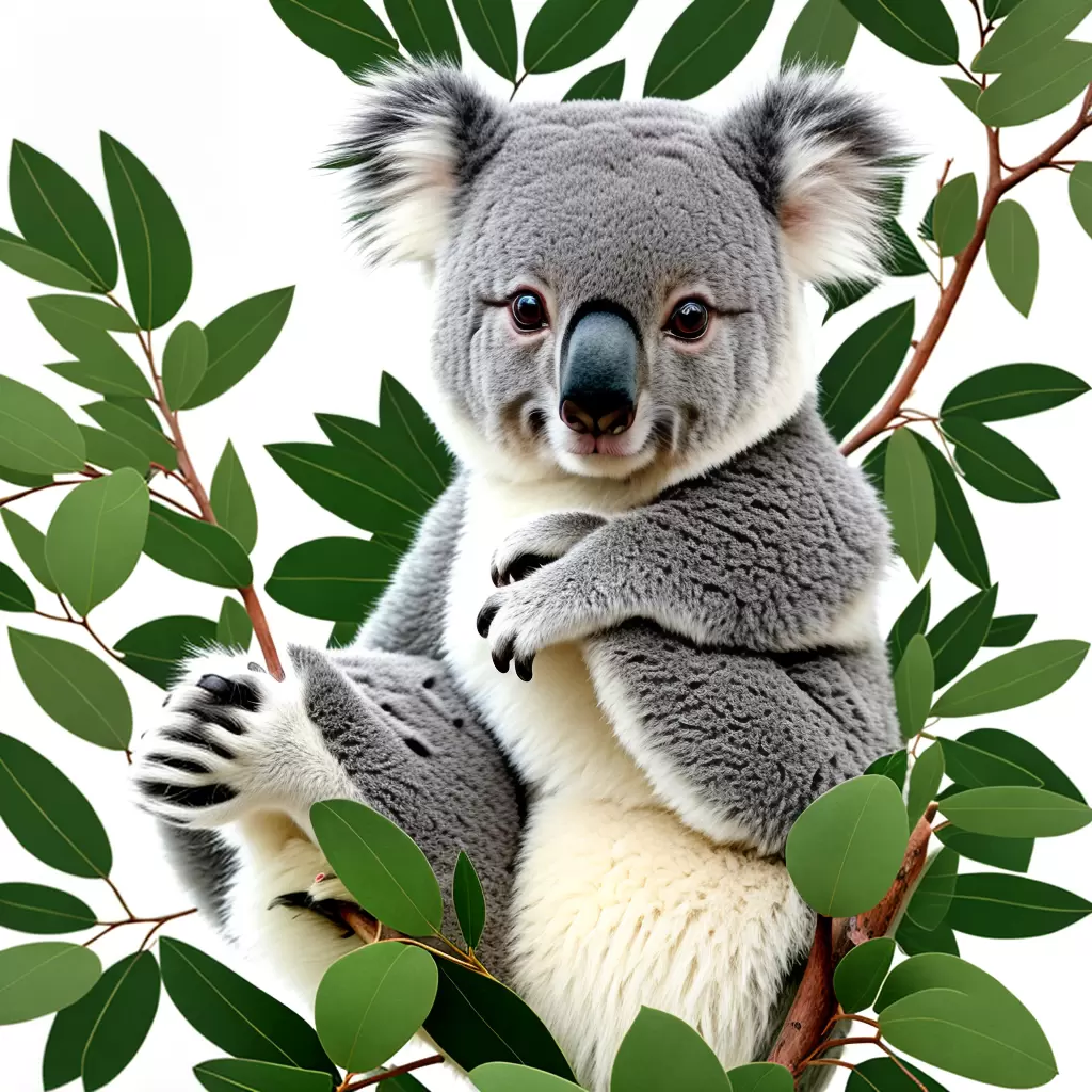 Fotos koala fofo ramo folhas colorir