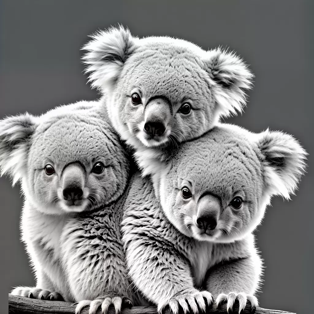 Fotos koala preto branco colorir kawaii