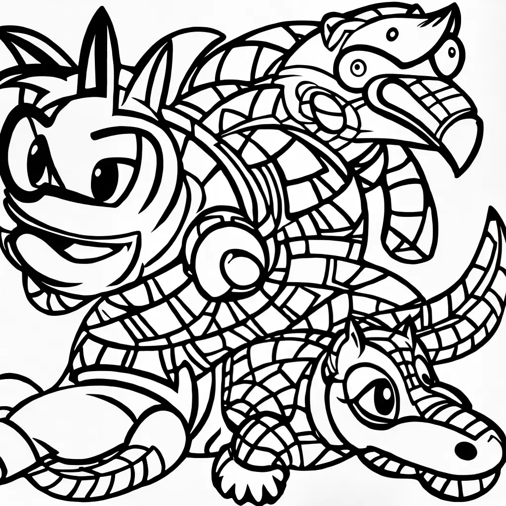 Fotos colorir vector amigo sonic crocodilo