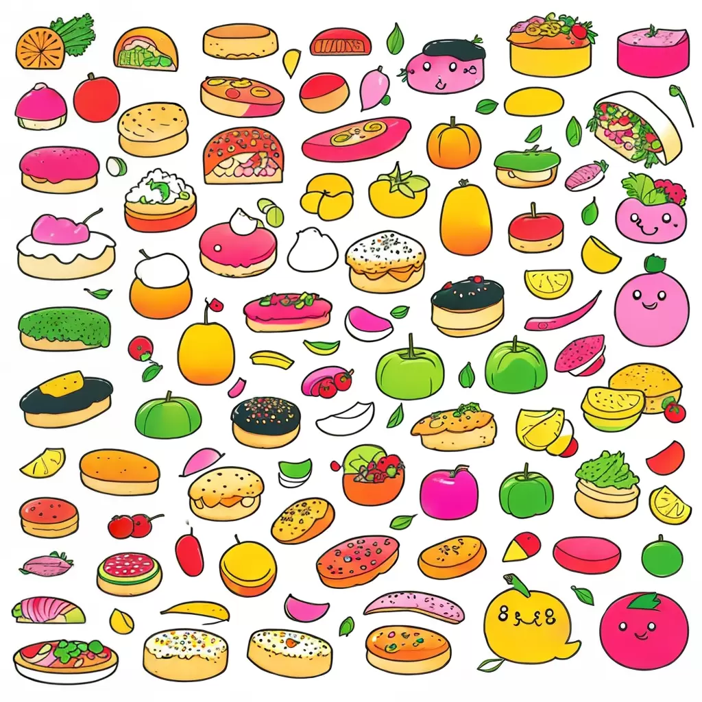 Fotos comida kawaii colorida desenhos fofos