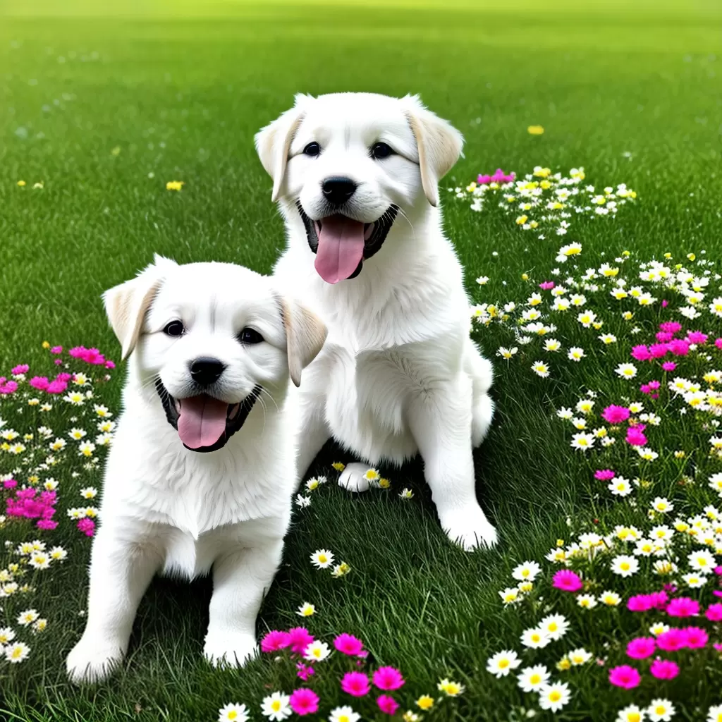Fotos cachorro sorridente orelhas floppy flores