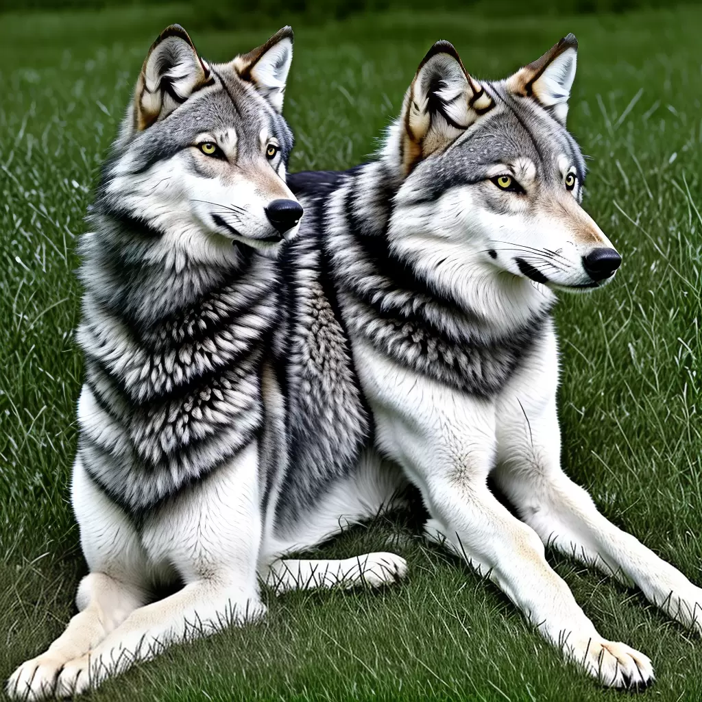Fotos lobo cinzento olhos amarelos sereno