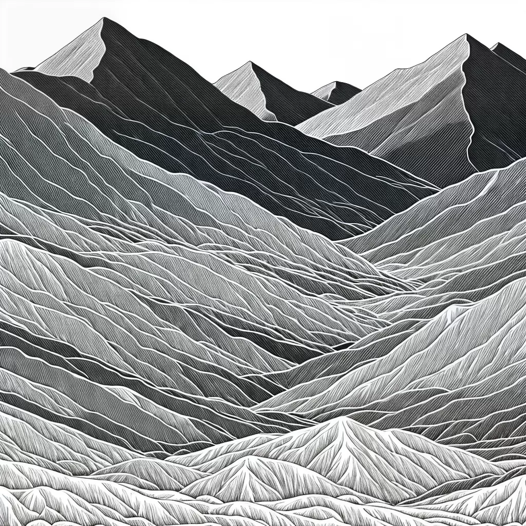 Fotos montanhas linhas preto branco arte