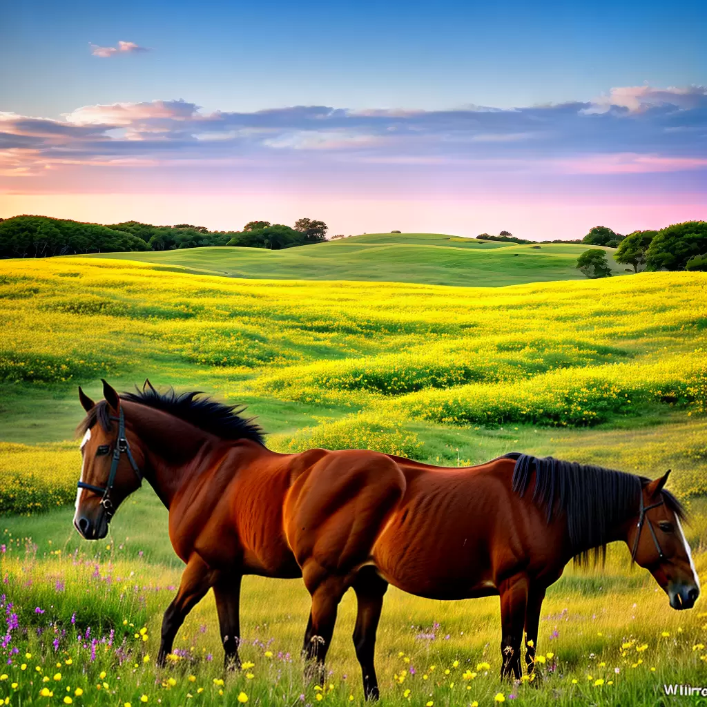 Fotos cena paz cavalo dormindo pradaria