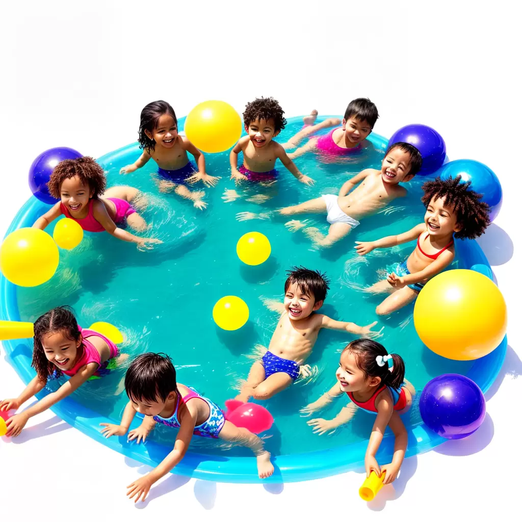 Fotos criancas piscina brinquedos sol