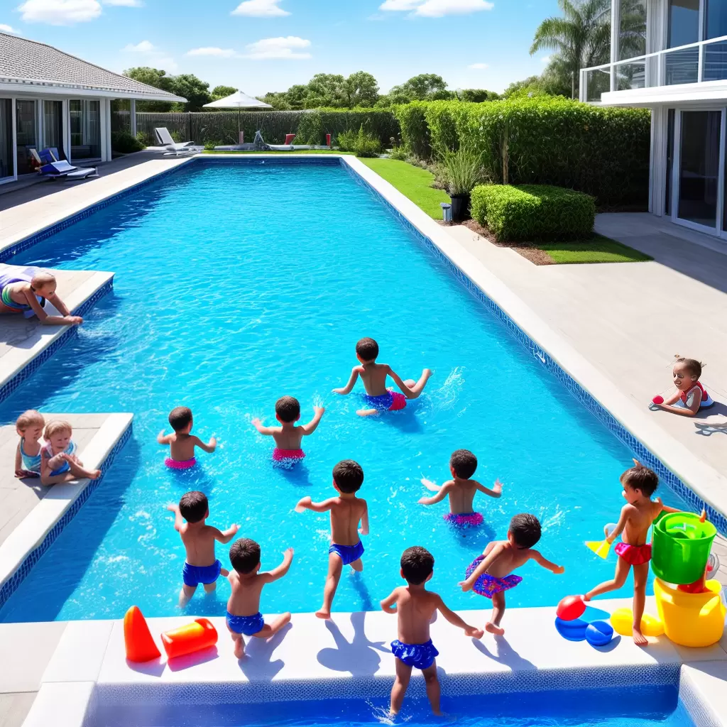 Fotos criancas piscina brinquedos sol 1