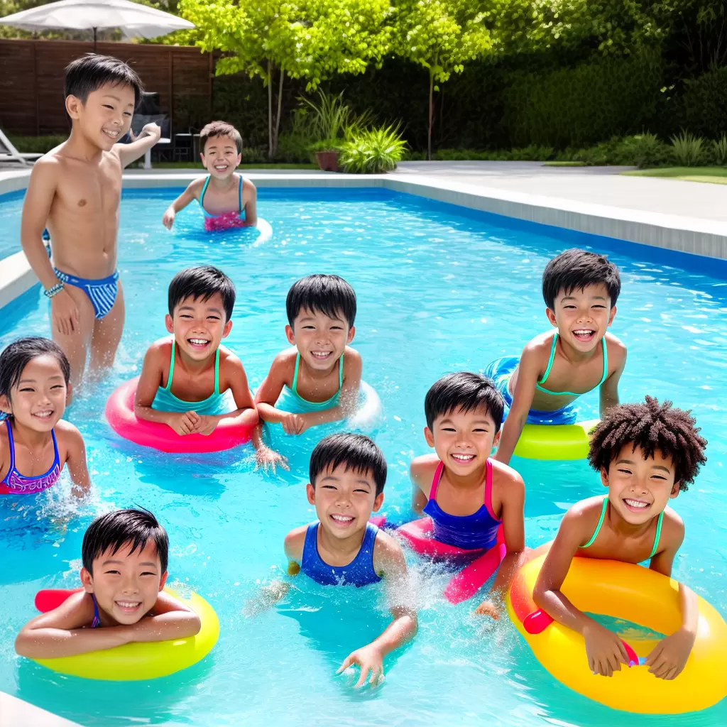 Fotos criancas piscina sol verao sorrisos