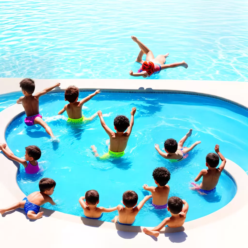 Fotos criancas piscina mergulho verao