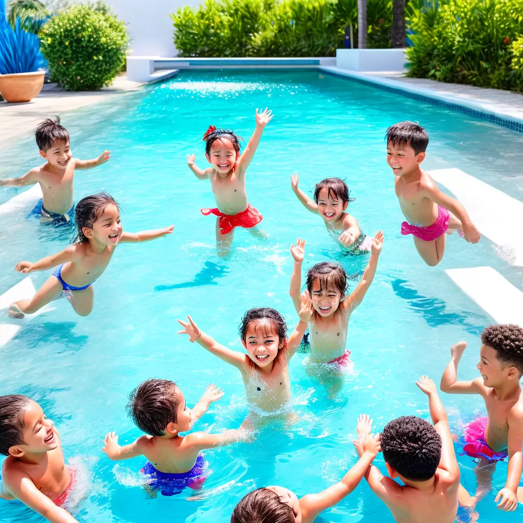 Fotos criancas piscina verao alegria