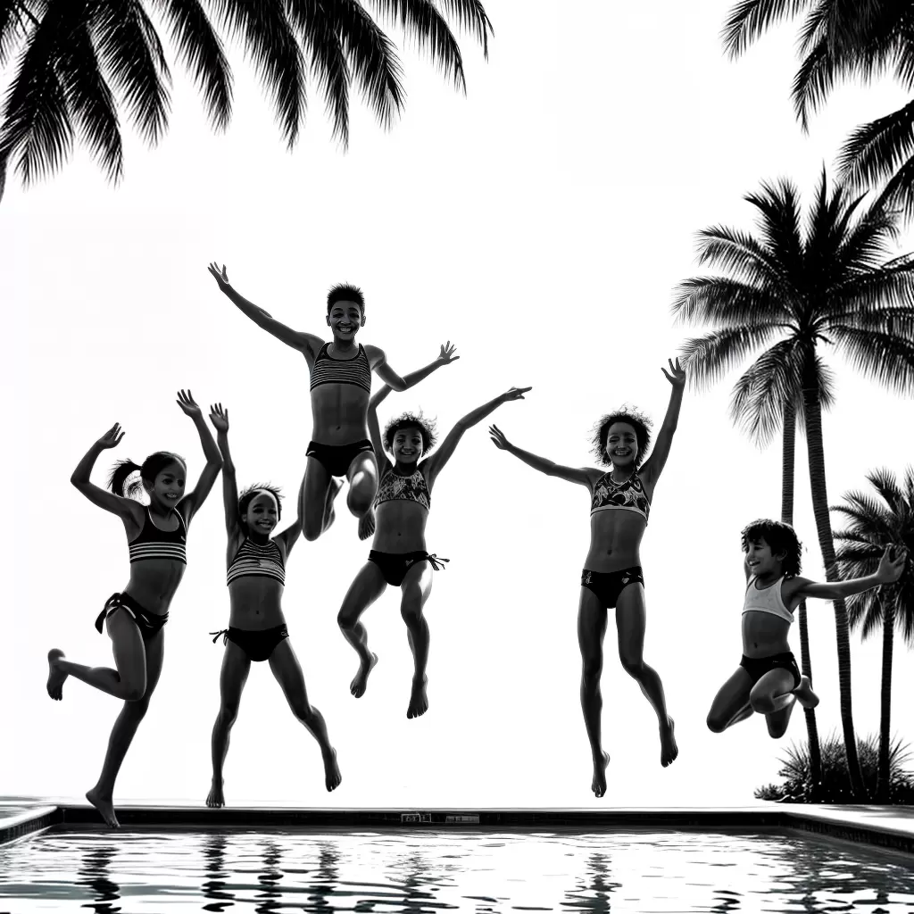 Fotos colorir criancas piscina palmeiras Fotos colorir criancas piscina palmeiras