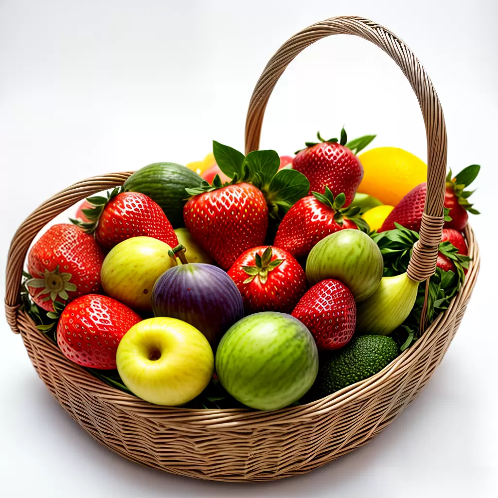 Fotos cesta frutas coloridas letra f