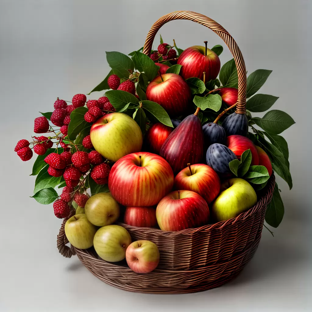 Fotos cesta frutas frescas crianca