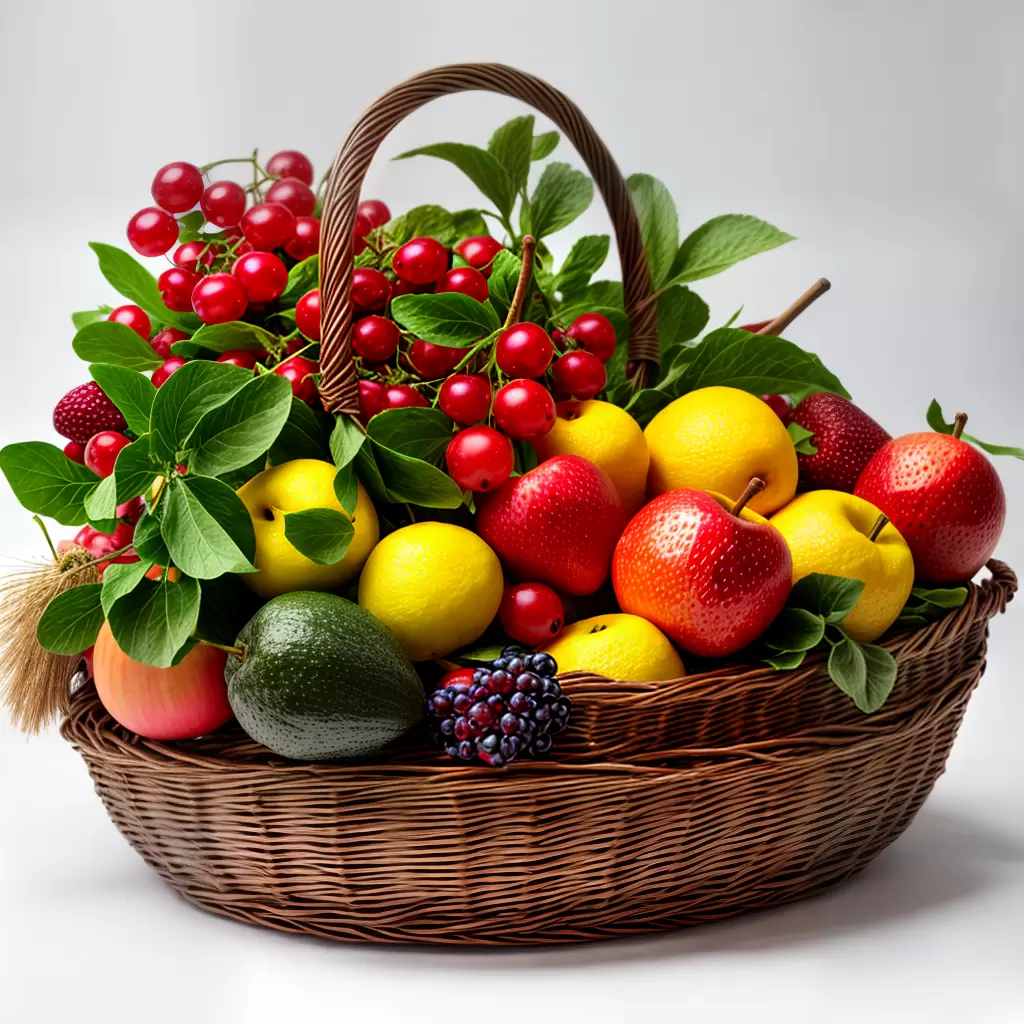 Fotos cesta frutas letra q colorida