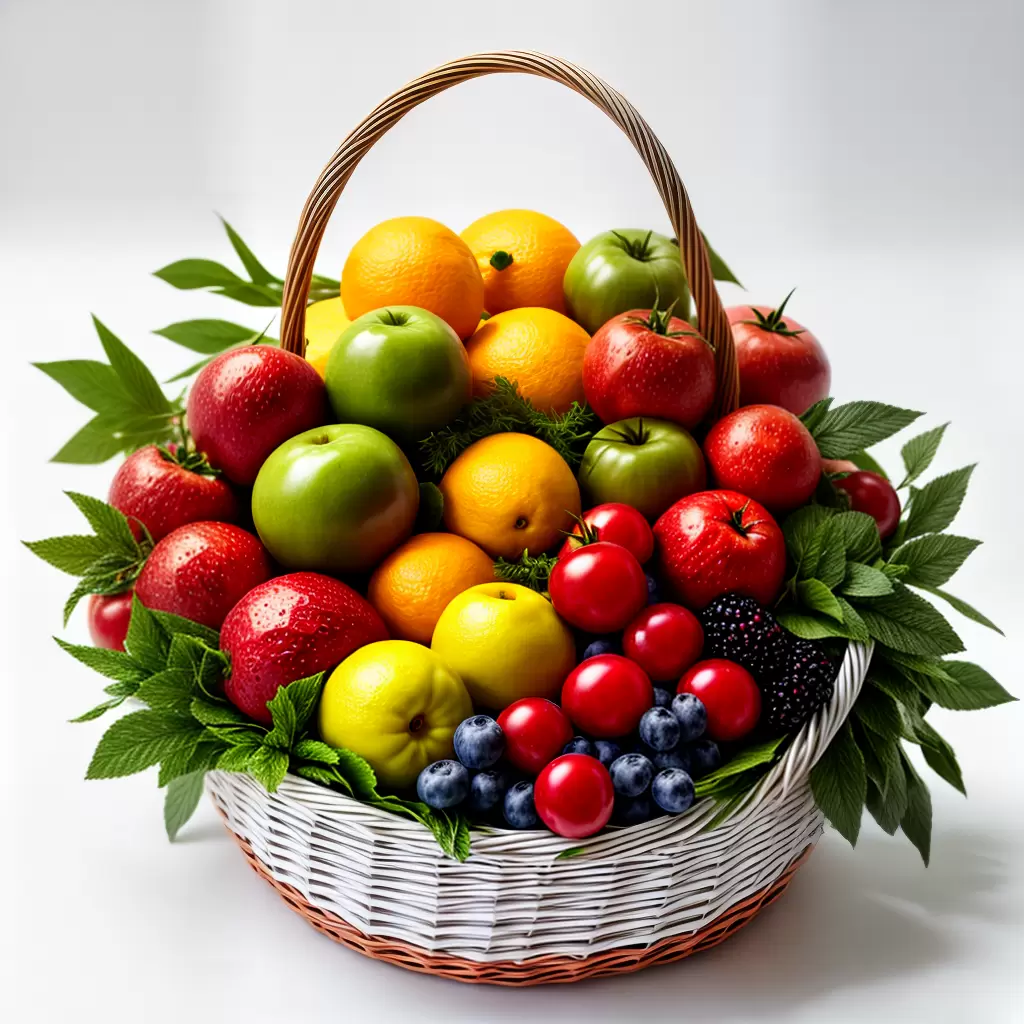 Fotos cesta frutas v letras cores verde