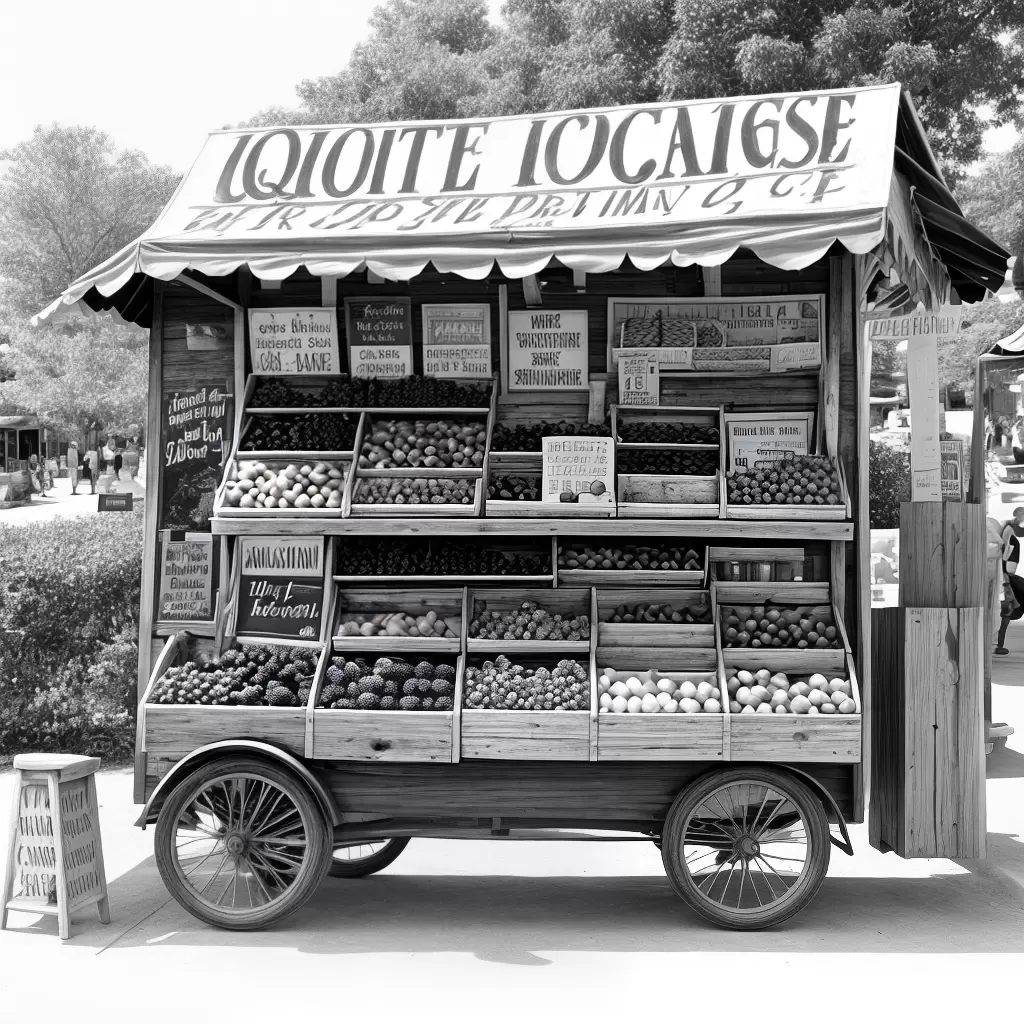 Fotos banca frutas preto branco letras rusticas