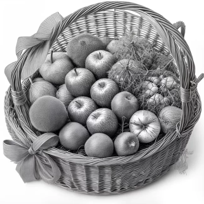 Fotos cesta frutas ilustracao letra k
