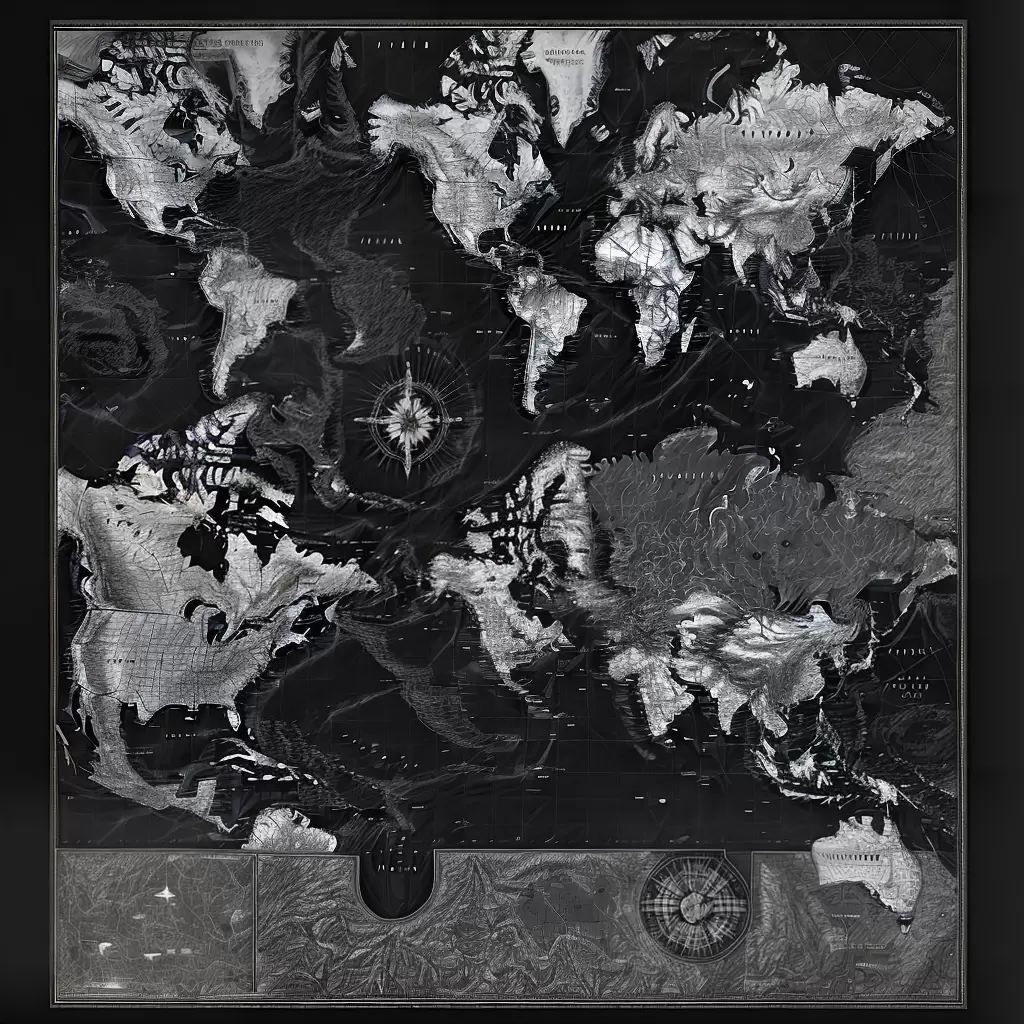 Fotos mapa mundi preto branco setas animais Fotos mapa mundi preto branco setas animais