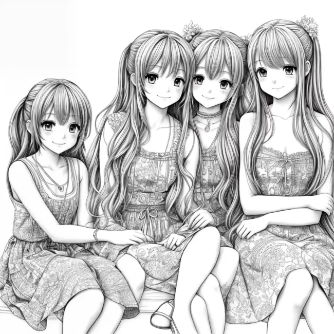 Fotos amigos anime sorrisos objetos colorir