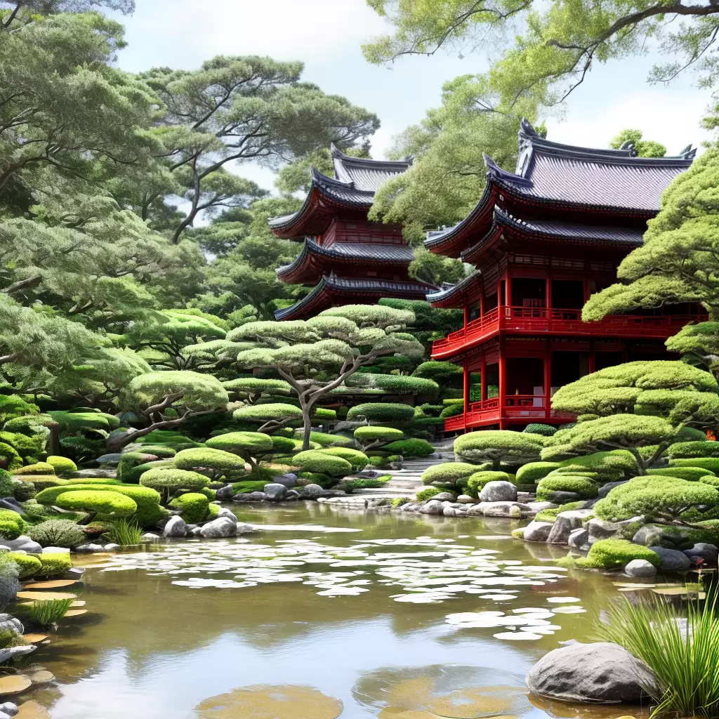 Fotos casa oriental jardim lago ponte colorir