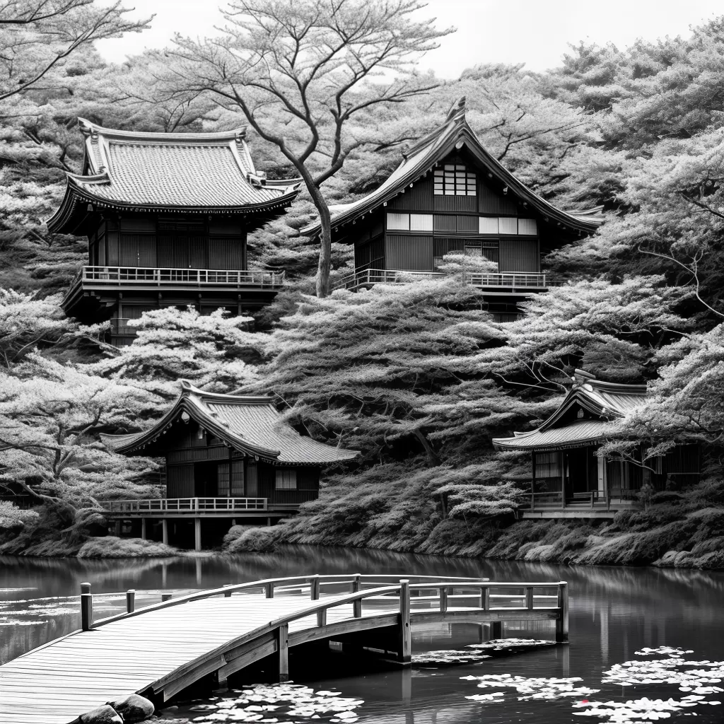 Fotos casa japonesa cerejeiras ponte lago