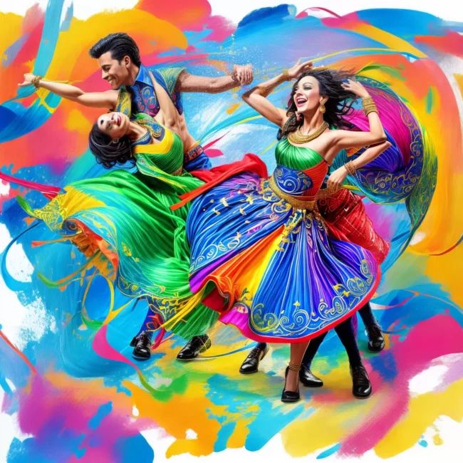 Fotos ilustracao mambo casal danca cores
