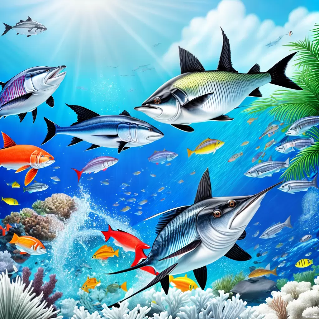 Fotos peixe marlim pulo ilustracao colorida