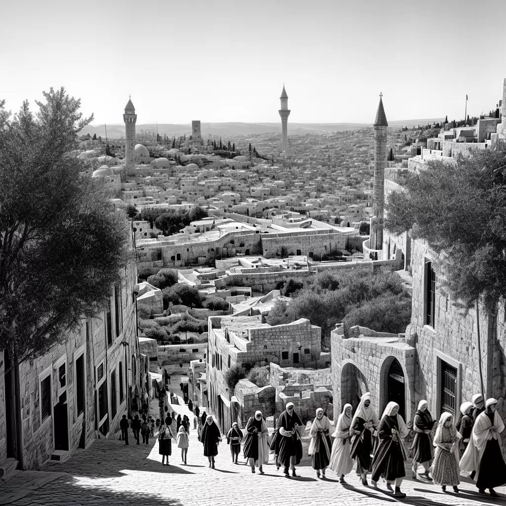 Fotos colorir jerusalem ruas pedra pessoas