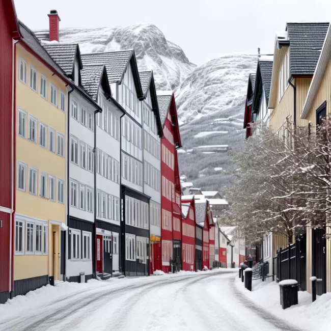 Fotos desenho rua noruega casa neve