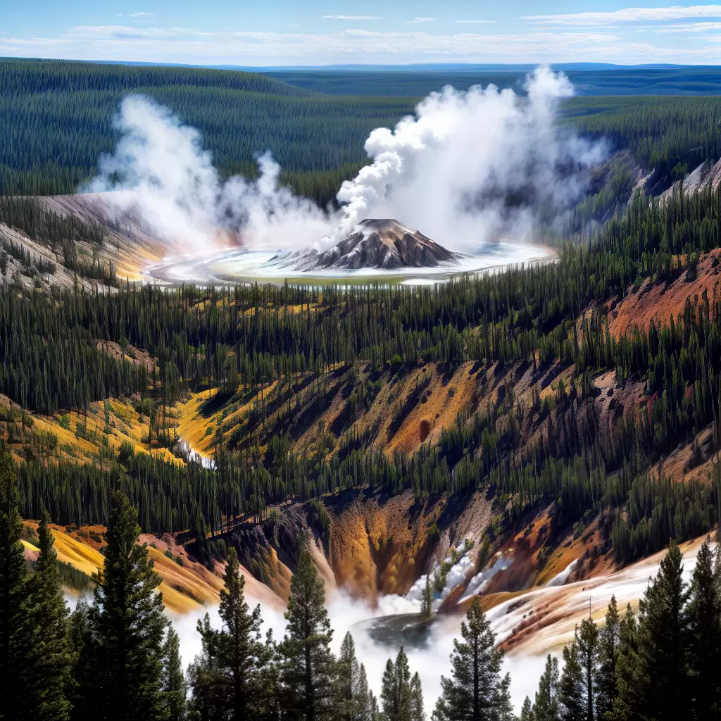 Fotos desenho vulcao yellowstone pinheiros