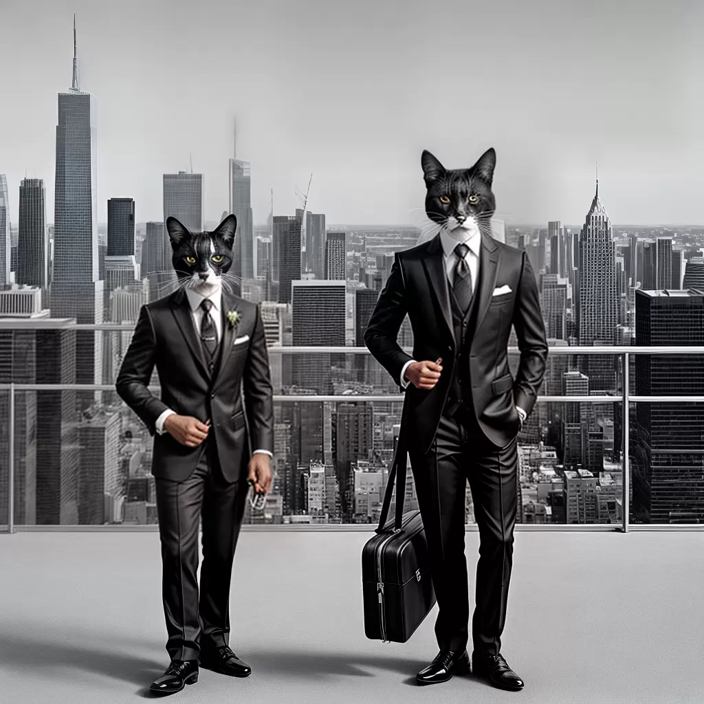 Fotos gato de negocios ilustracao preto branco