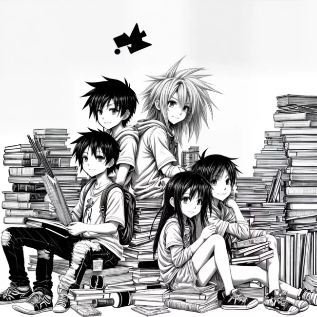 Fotos anime amigos sorrisos estudantes
