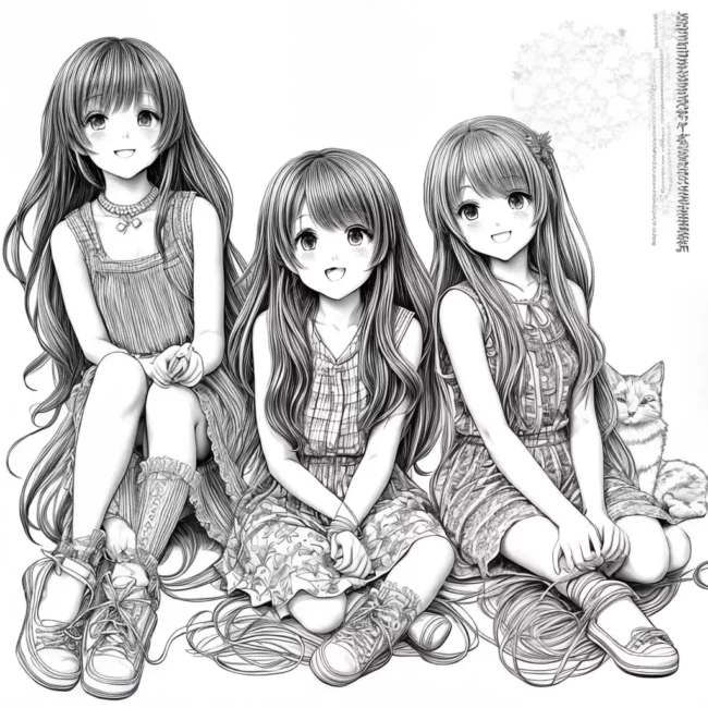 Fotos amigos colorindo ilustracao anime